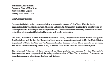 Letter About the National Guard at Columbia University